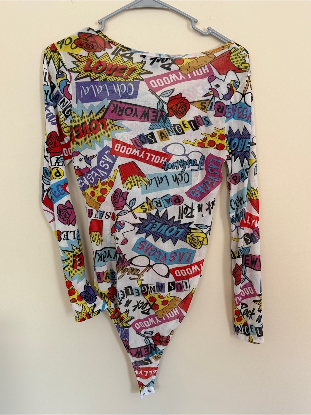 Graphic Pop-Art Long Sleeve Bodysuit - Multicolor - Picture 3 of 3